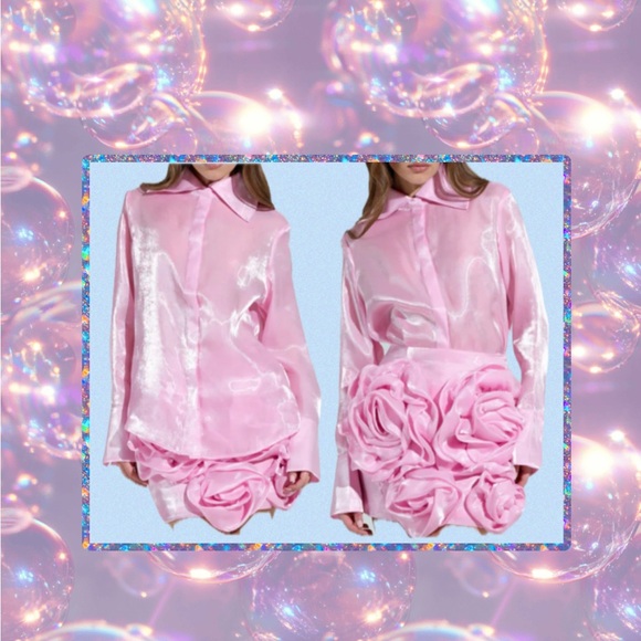 Akira by Azalea Wang Iridescent Light Pink Organza 2 Piece 3D Rosette Set! 1X - Picture 8 of 8